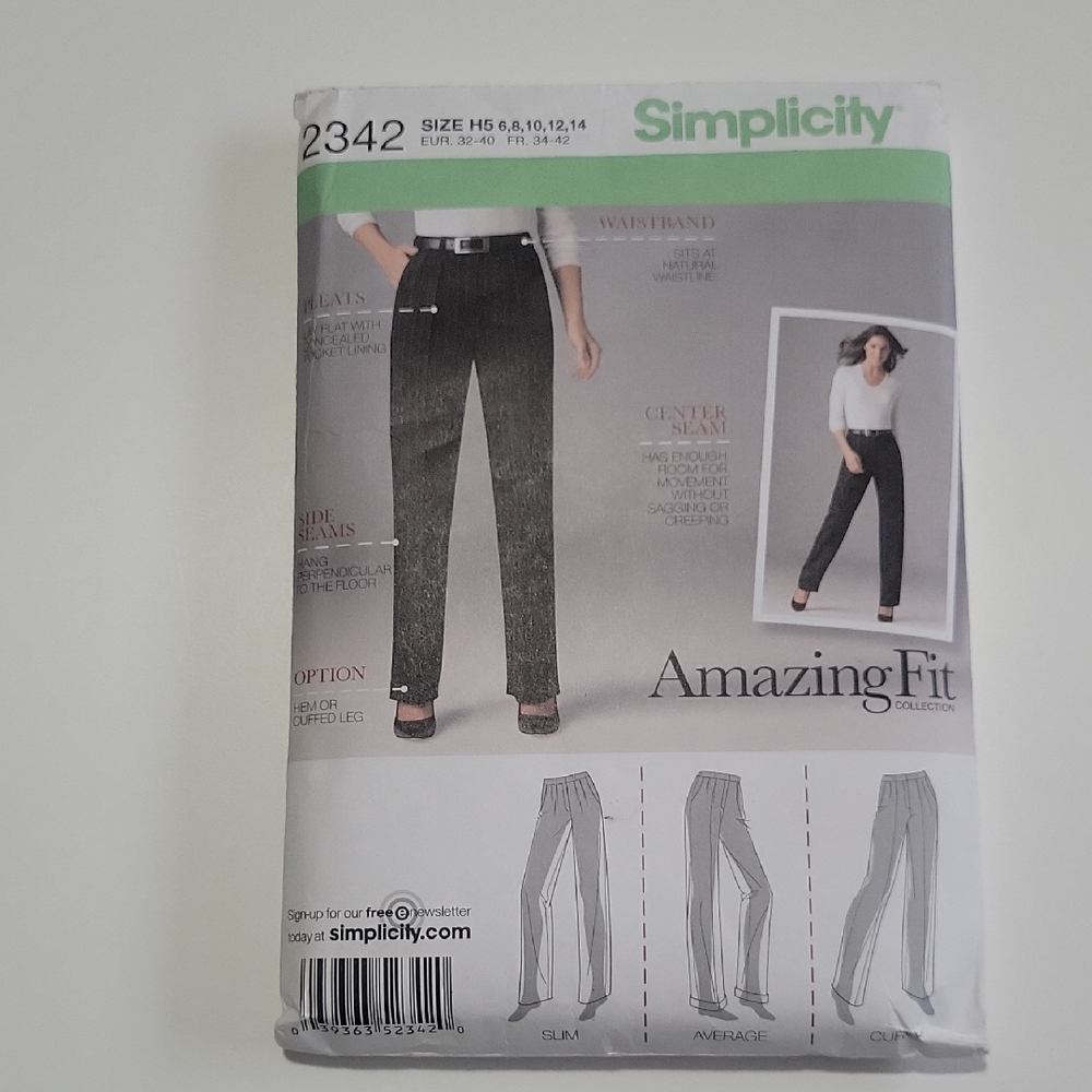 Simplicity Amazing Fit Black Pants Pattern 2342 DIY